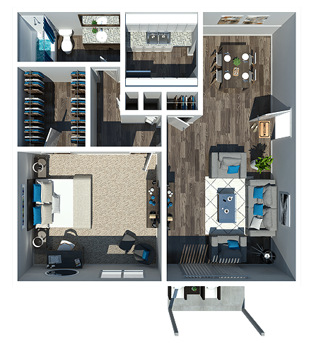 1 Bed 1 Bath 800 Sq Ft - 1 Bedroom