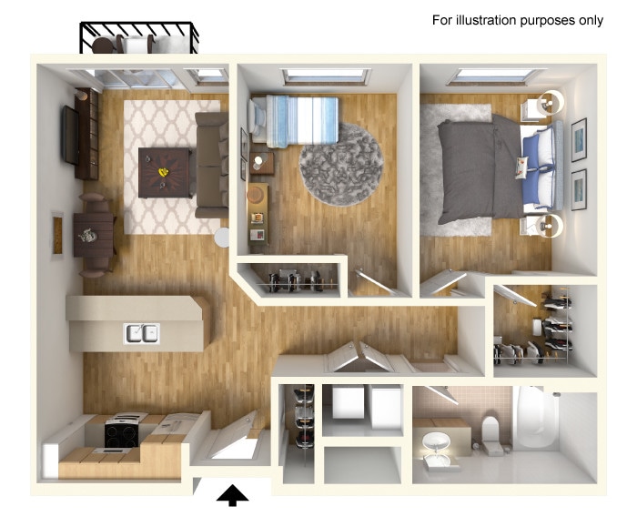 3D Floor Plan - 2x1 - C