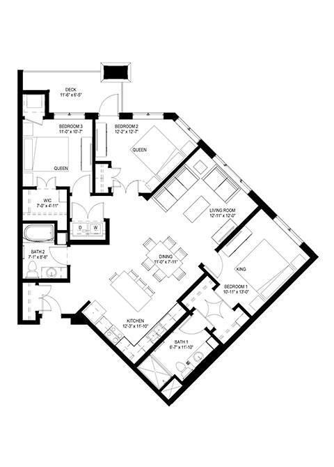 Floor Plan - Three Bedroom - E