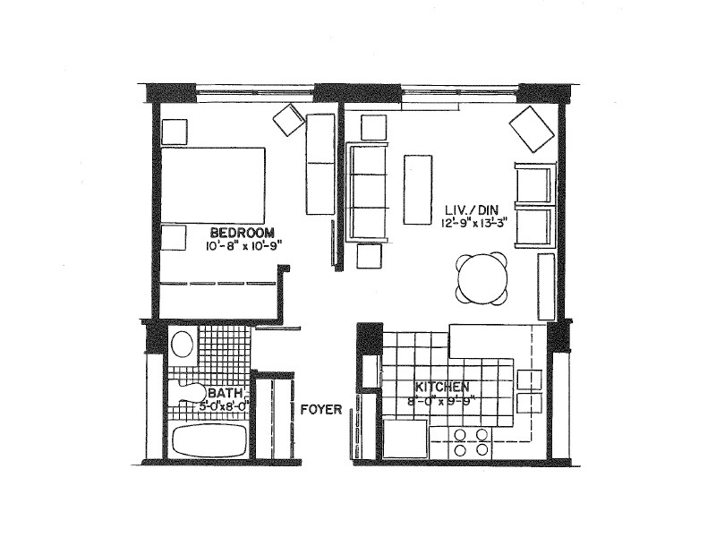 Floor Plan - 1 Bedroom 1 Bathroom
