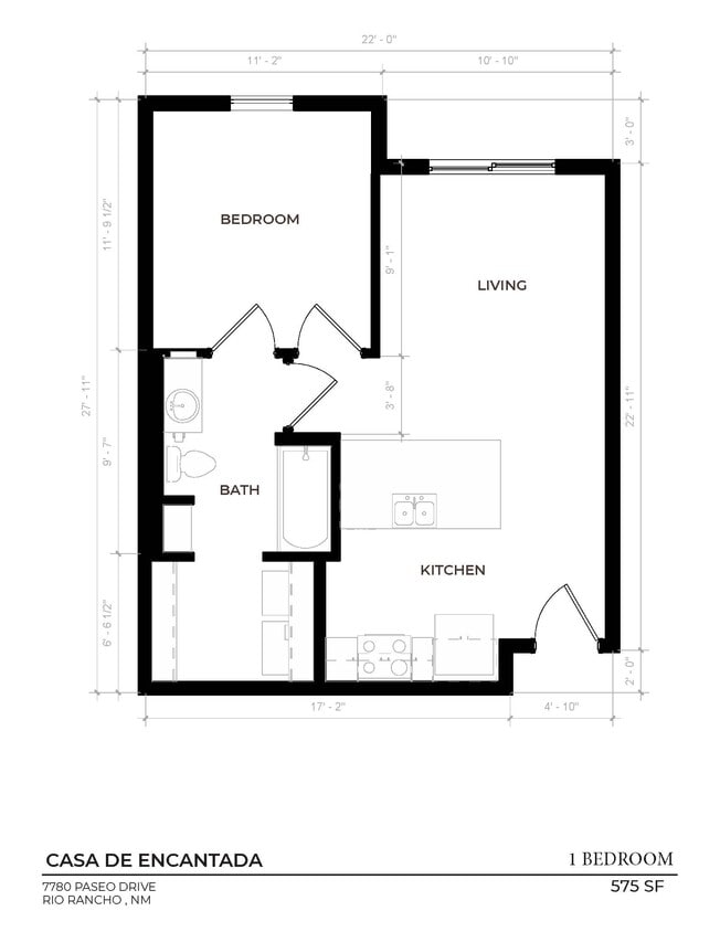 One Bedroom - 575 SF - One Bedroom