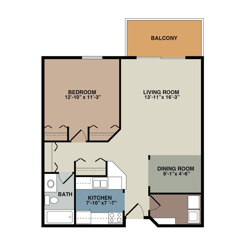 Floor Plan - 1A - 1 Bedroom
