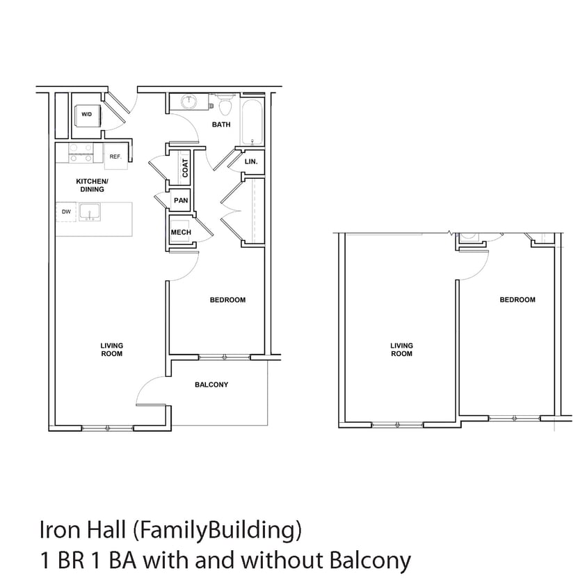 Floor Plan - 1 Bedroom- Iron Hall