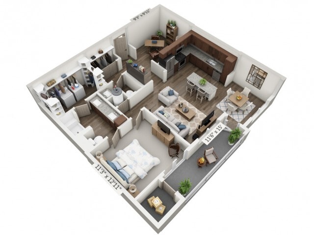 Floor plans are artist’s rendering. All dimensions are approximate. Actual product and specifications may vary in dimension or detail. Not all features are available in every apartment. Prices and availability are subject to change. - Opus