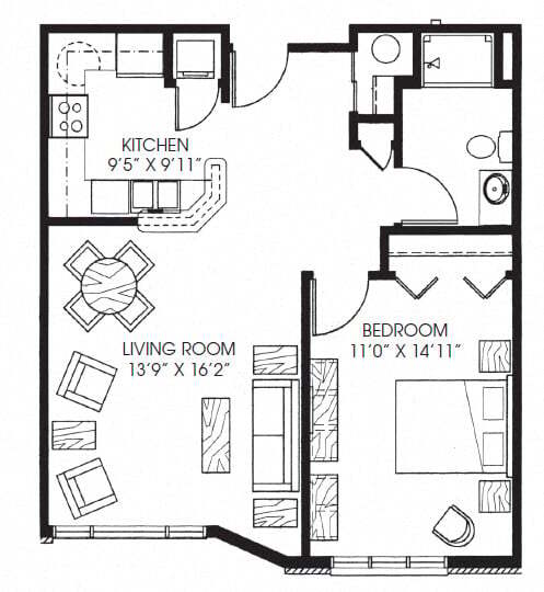 Floor Plan - Legacy - 1 Bed, 1 Bath