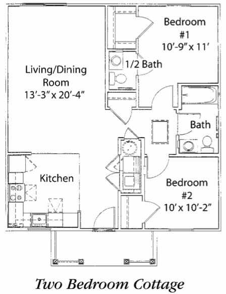 Floor Plan - 2 Bedroom 1.5 Baths