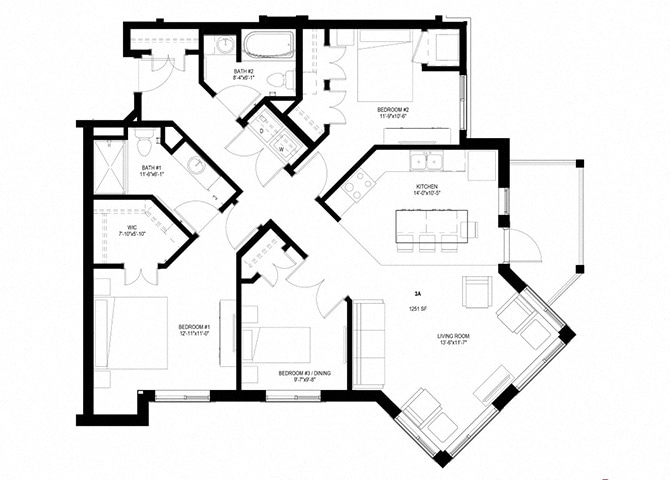 Floor Plan - Three Bedroom - A