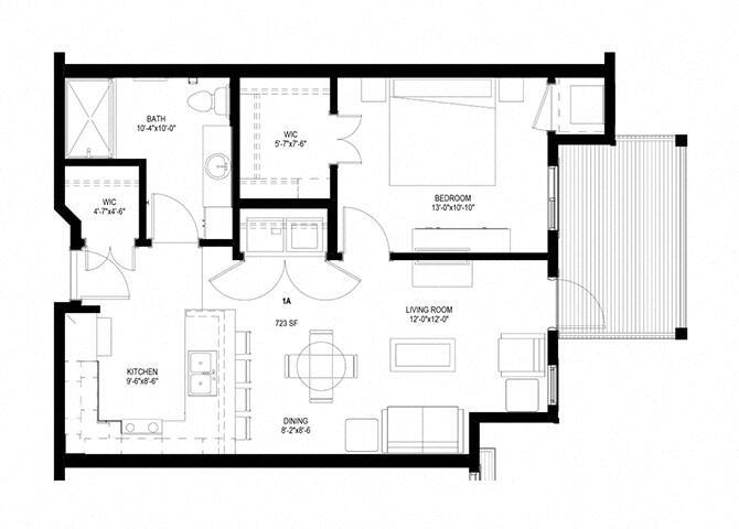 Floor Plan - One Bedroom - A
