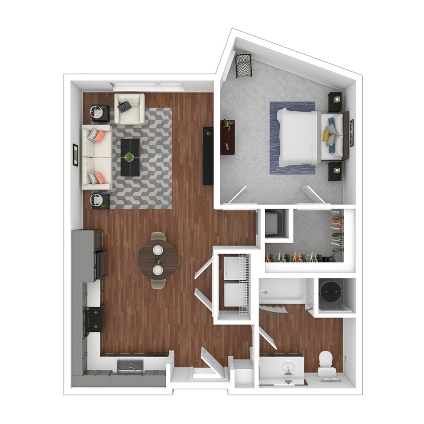 1x1-Unit-A1 - 1 Bedroom - The Cedar