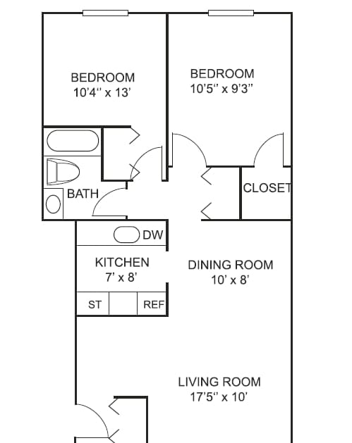 2BR/1BA - Large Two Bedroom Suite