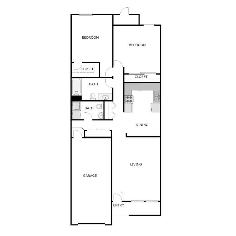 Floor Plan - 2 Bedroom 1 Bathroom