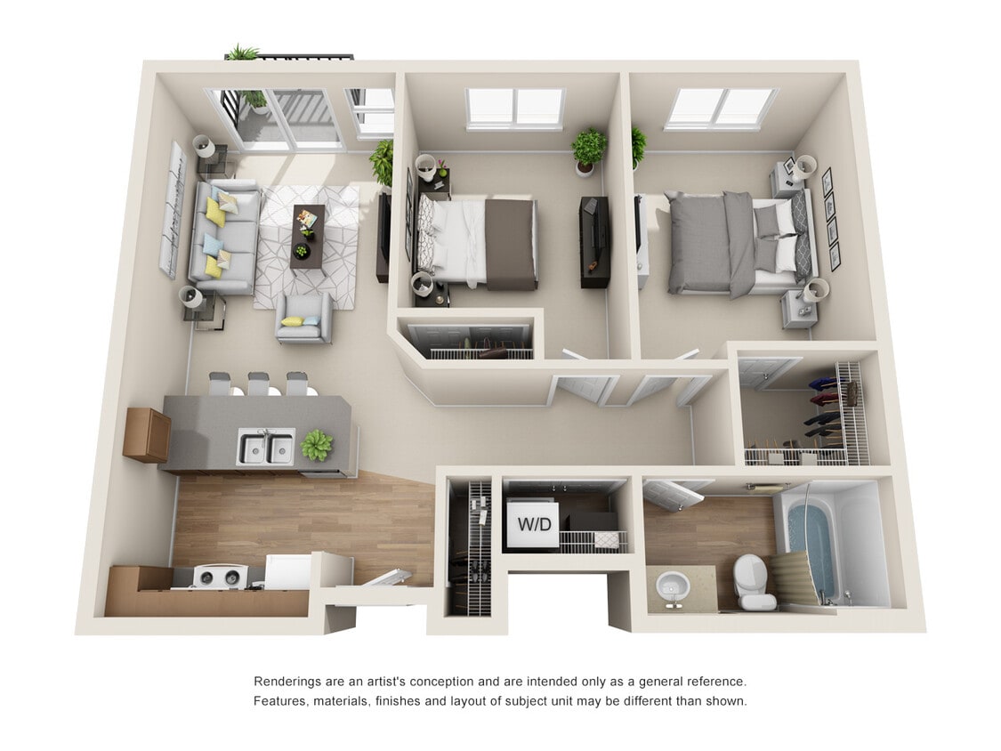 2 Bedroom / 1 Bathroom - 2x1 - C1