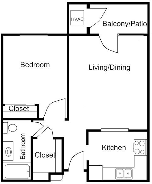 1BR/1BA - One Bedroom