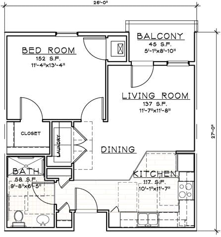 1BR/1BA - 1 Bedroom Unit