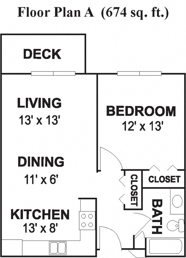 Floor Plan - 1 Bed, 1 Bath