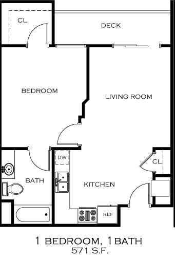 1BR/1BA - 1 Bedroom 1 Bath