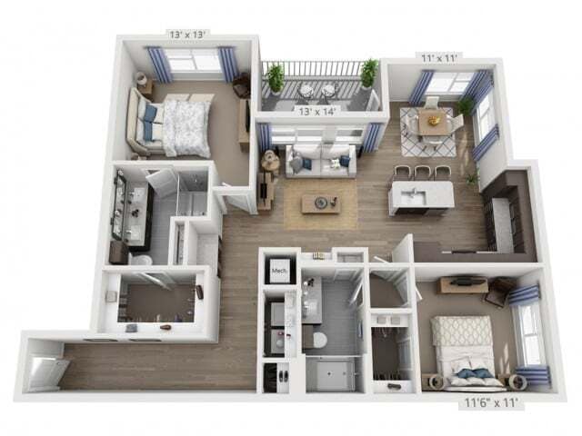 Floor plans are artist’s rendering. All dimensions are approximate. Actual product and specifications may vary in dimension or detail. Not all features are available in every apartment. Prices and availability are subject to change. - Taylor C
