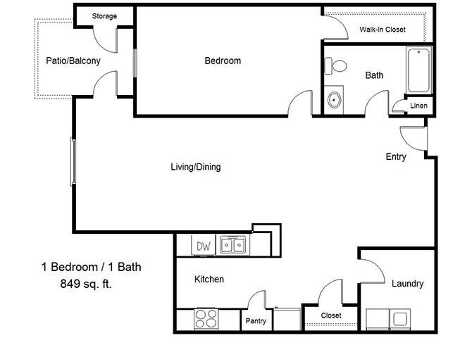 Floor Plan - One Bedroom D