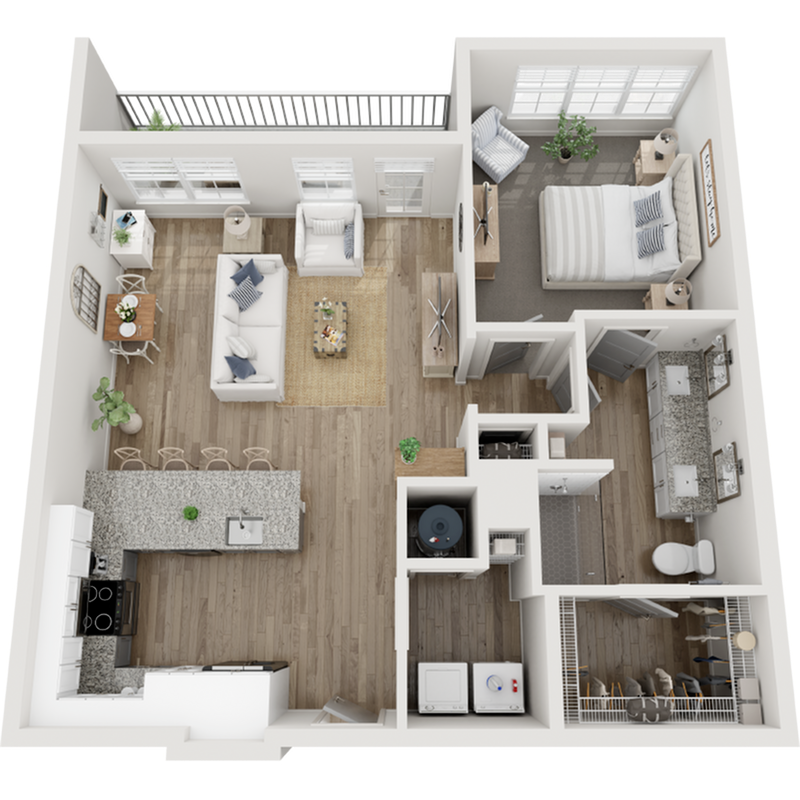 The Heron | 903 SF | 1 BR/1BA Apartment - The Heron