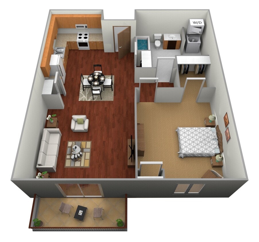 Floor Plan - 1 Bedroom, 1 Bathroom