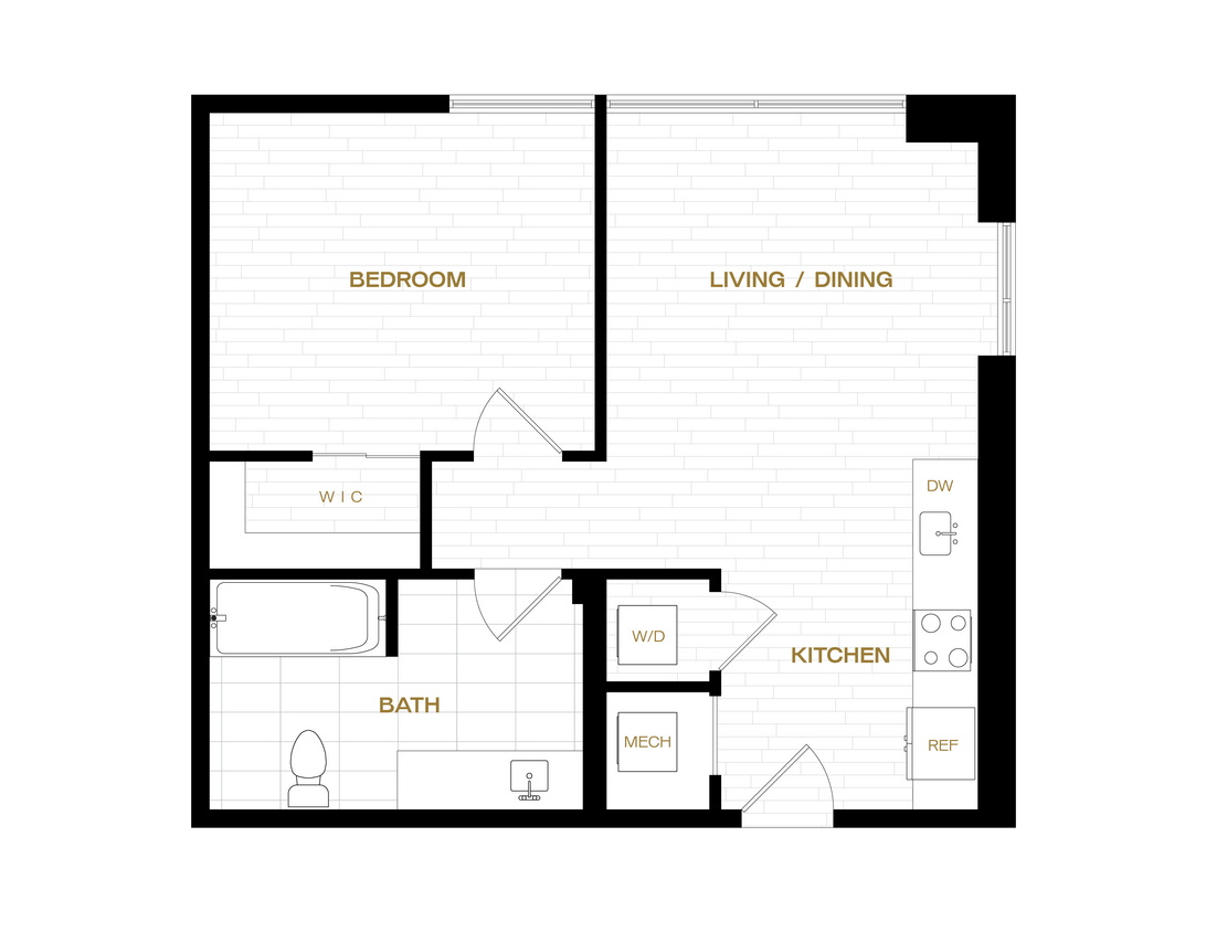 Floor Plan - 1 Bed/1 Bath-A1