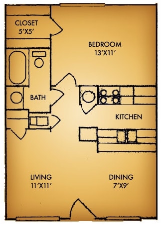 1BR/1BA - 1 bedroom