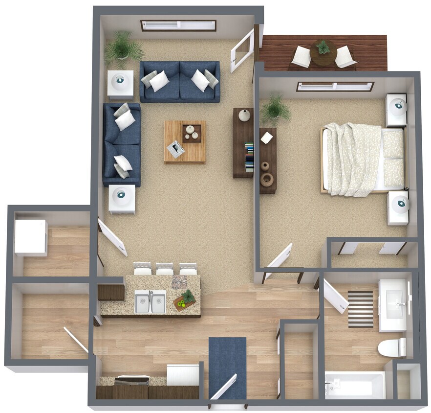 Floor Plan - 1 BR 1 BA Pantry 3 Story