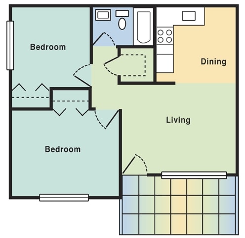 2BR/1BA - Two Bedroom One Bath