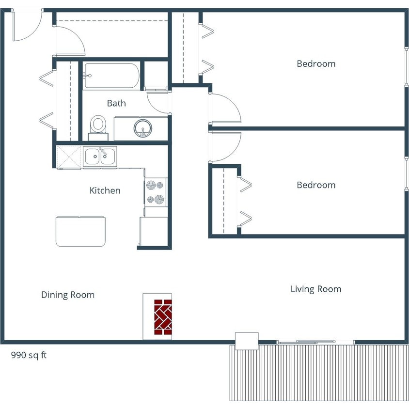 Floor Plan - Two Bedroom 21A