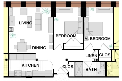 2BR/1BA - Market