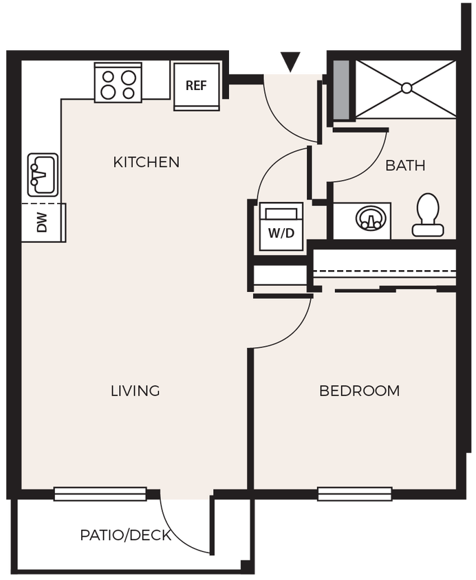 Floor Plan - 1 Bed 1 Bath  A6