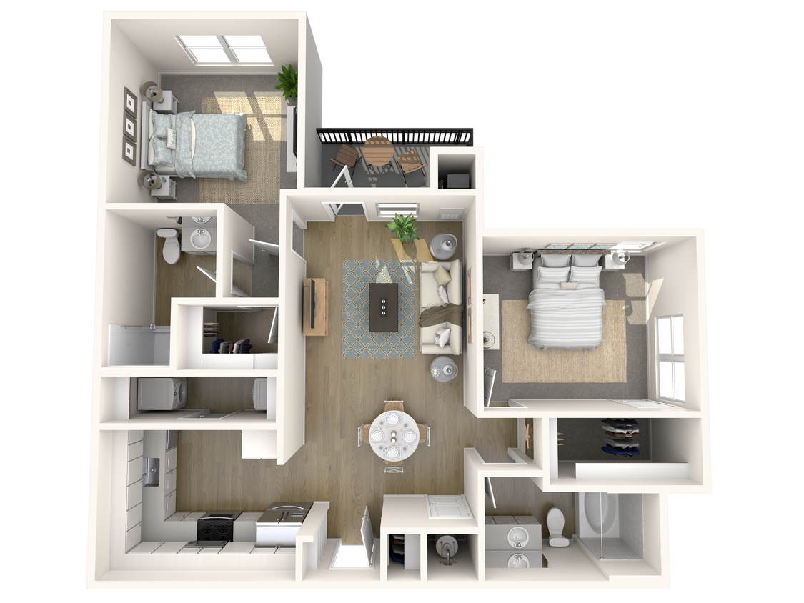 B1-A | 2x2 | 1046 sq ft - B1-A