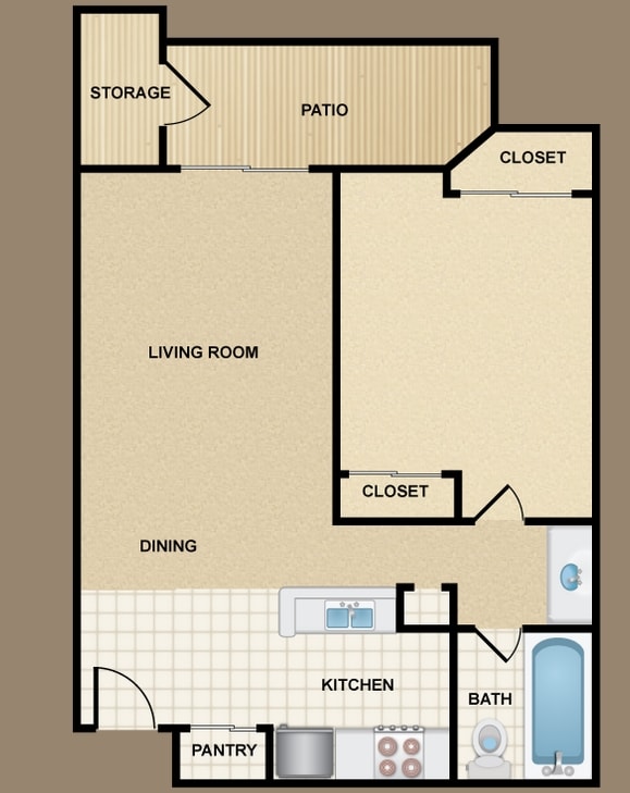 1BR/1BA - 1 Bed 1 Bath