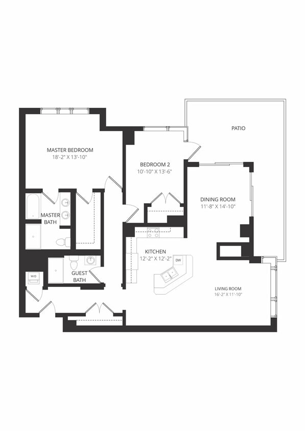 Floor Plan - 2 Bed 2 Bath