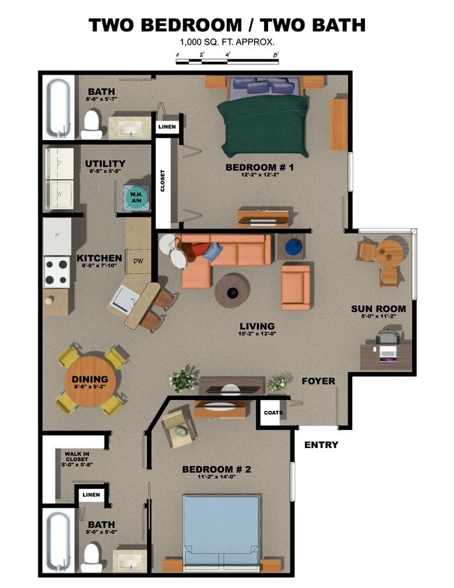 Floor Plan - 2BR/2BA