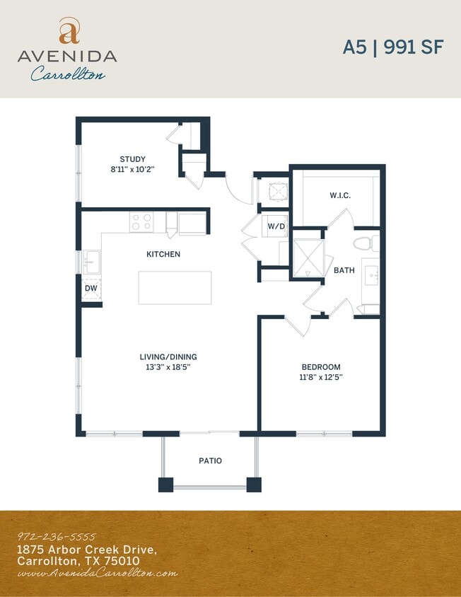 A5B | 1x1 | 869sq ft - A5B