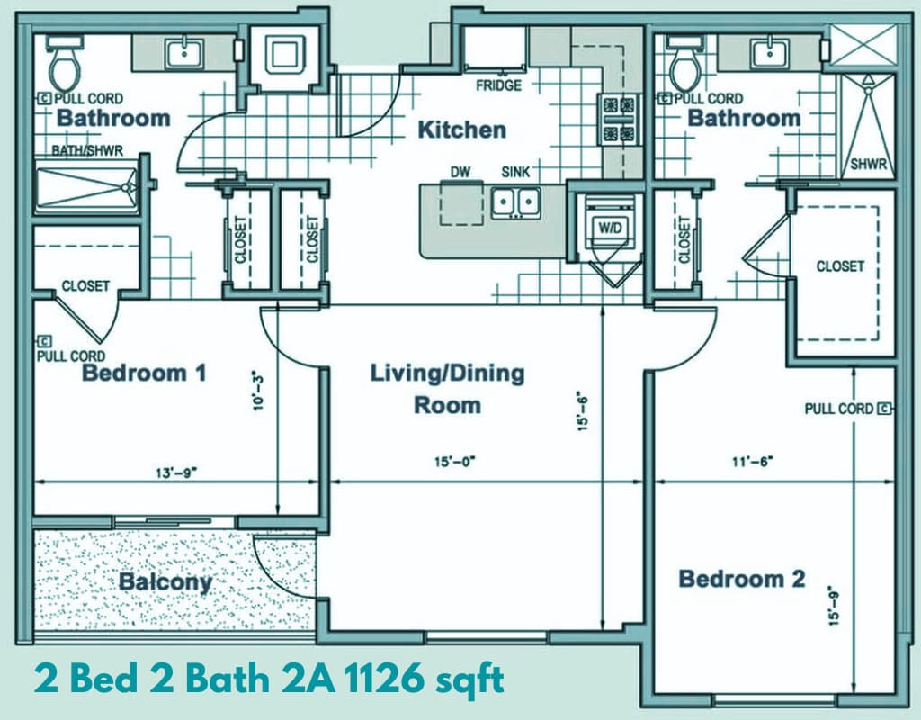 Floor Plan - 2 Bed 2 Bath