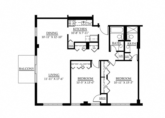 Floor Plan - 3 Bedroom 1 Bath Floor Plan