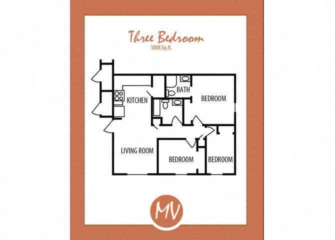 Floor Plan - Three Bedroom Two Bathroom