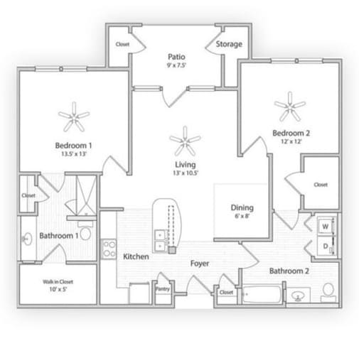 AFWC1 | 2x2 | 1157 sq ft - AFWC1