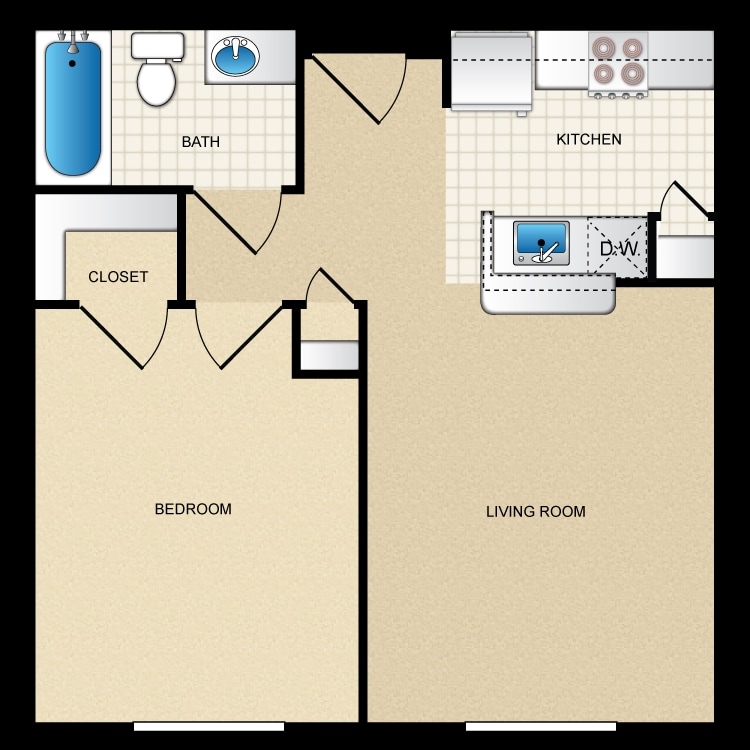 1BR/1BA - 1x1