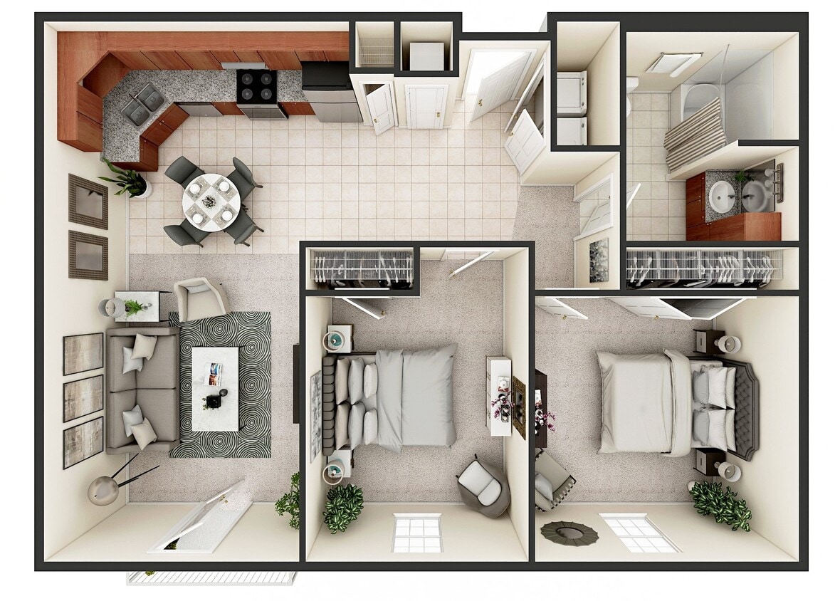 Floor Plan - Two Bedroom One Bathroom