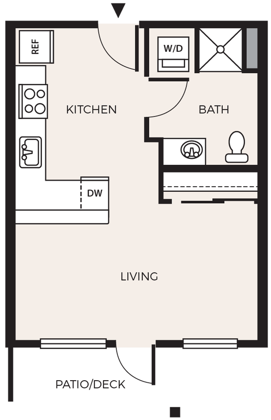 Floor Plan - Studio 1 Bath  S1A