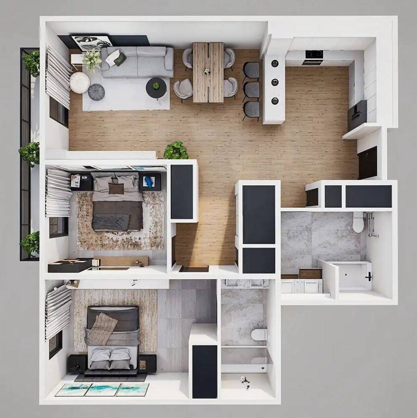 2 Bed, 2 Bath - 2 Bedroom
