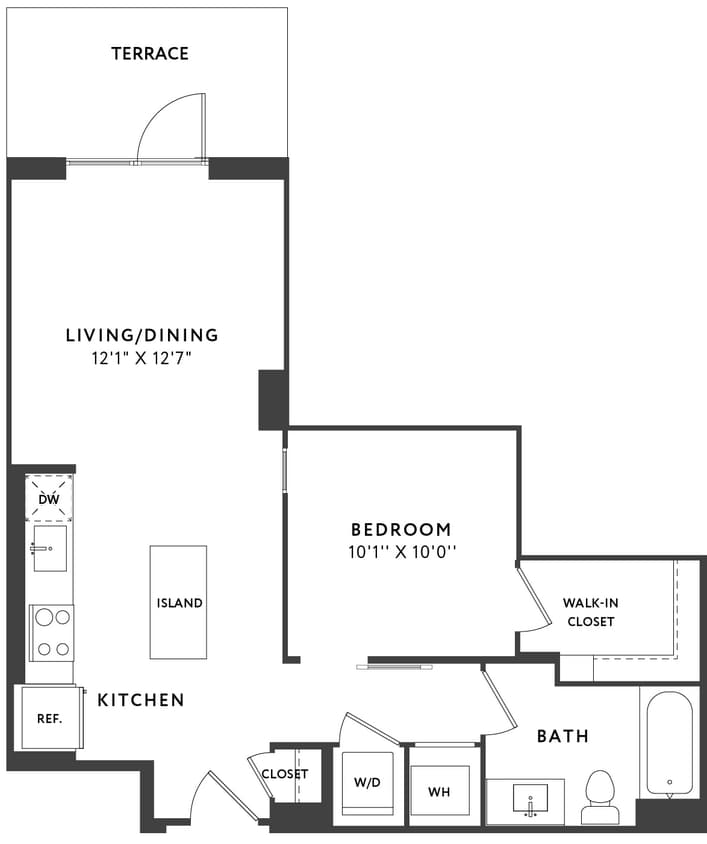 Floor Plan - 1 Bed 1 Bath A11C