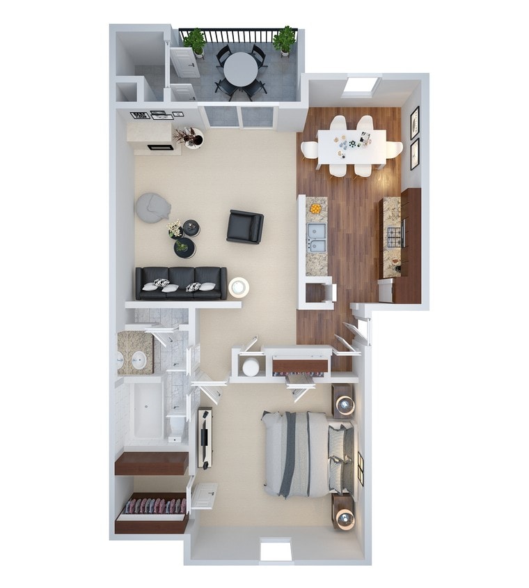 A1_800 3D.jpg - 1 Bed Upstairs