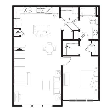 1BR/1BA - A1O - One Bedroom, One Bathroom