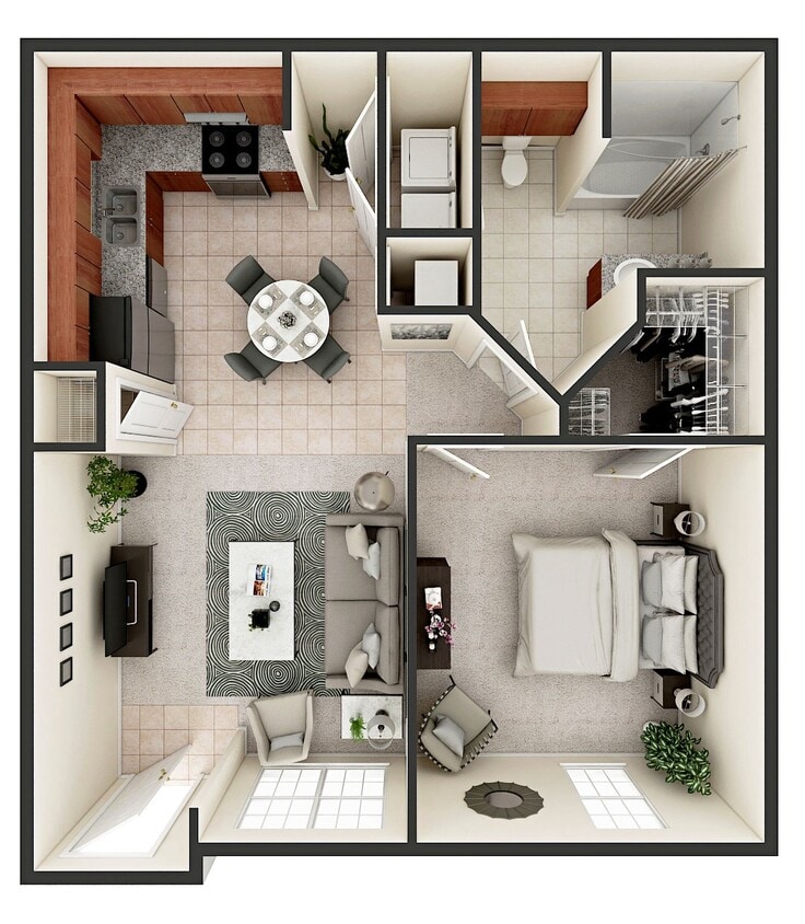 Floor Plan - One Bedroom One Bathroom