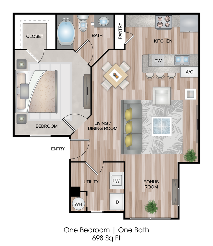 FP_WillowGreen-E_1x1.png - One Bedroom One Bathroom