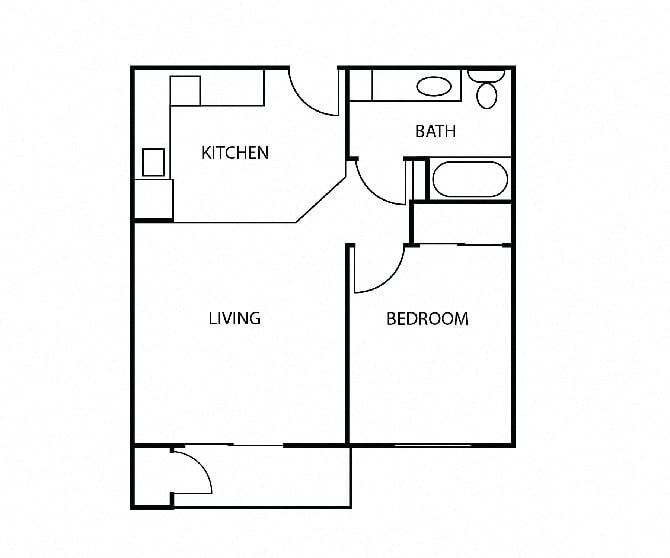 Floor Plan - 1 BR, 1 BA - Large